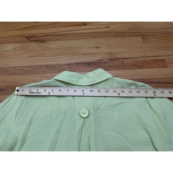Ali Miles Women's L Yellow Button-Up Shirt Rayon Tunic Lagenlook Utility Resort - Picture 7 of 10